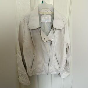 Women's Cream Leather Jacket